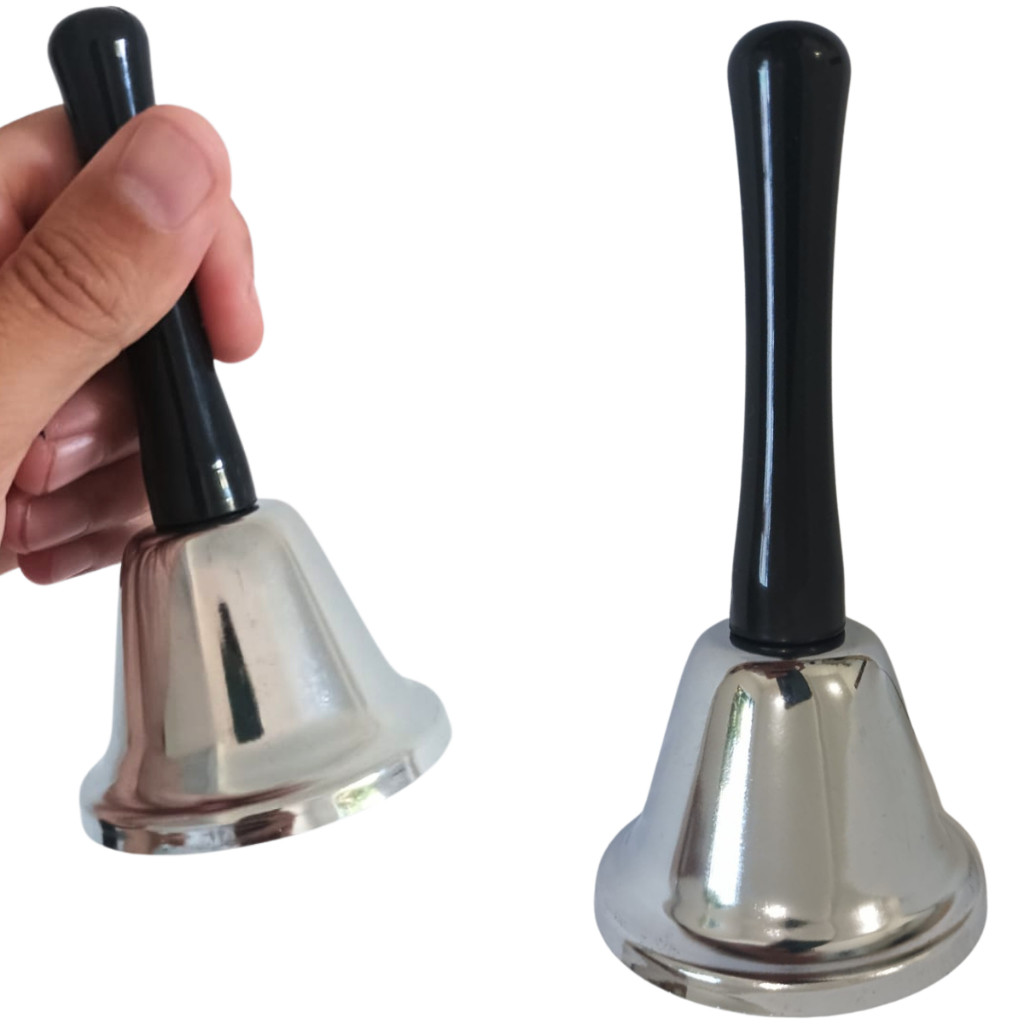 Kit 2 Sinos De Mão Sineta Atenção Idoso Recepção Escola Em Metal em Oferta na Shopee