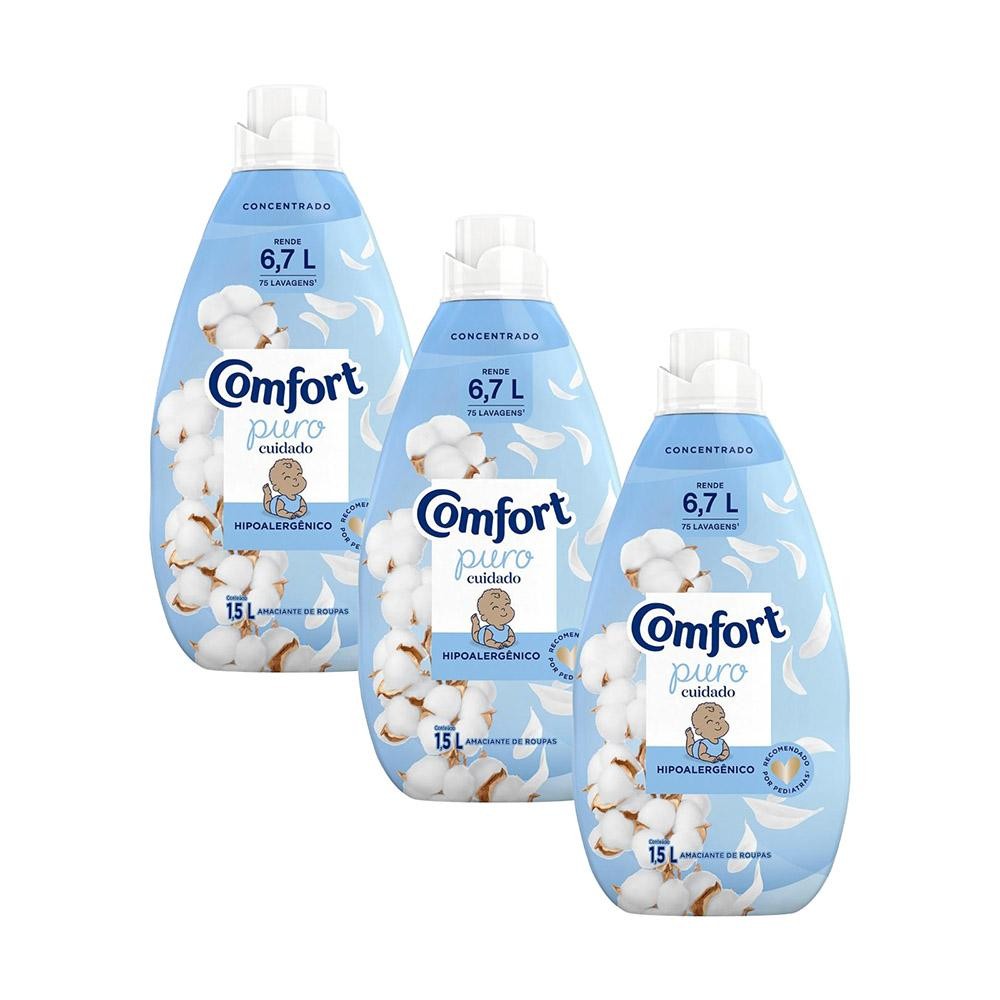 Kit 3 Amaciantes Comfort Concentrado Puro Cuidado Intense com 1,5l em Oferta na Shopee