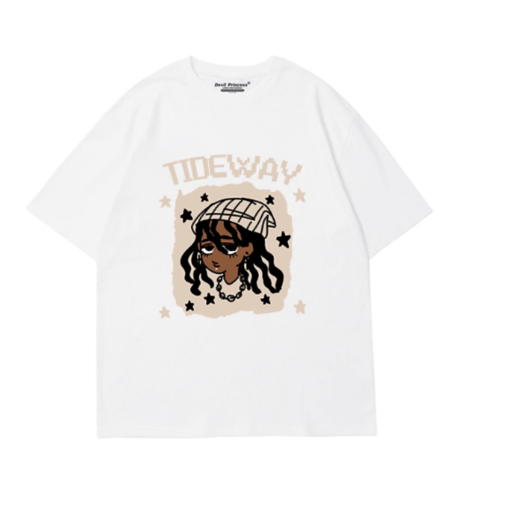 Bonito Camiseta Feminina Estilo Hip-hop Rap Com Estampa De Desenho Animado, Camiseta De Algodão Macia E Confortável
