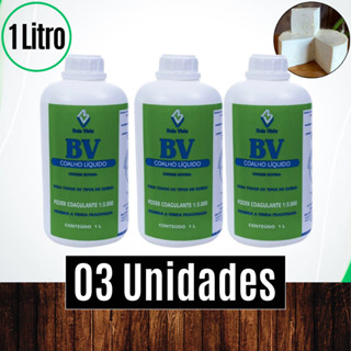 Cx 03 unds Coalho Líquido Bela Vista 1L Coagulante Pepsina queijo Minas frescal canastra requeijão em Oferta na Shopee