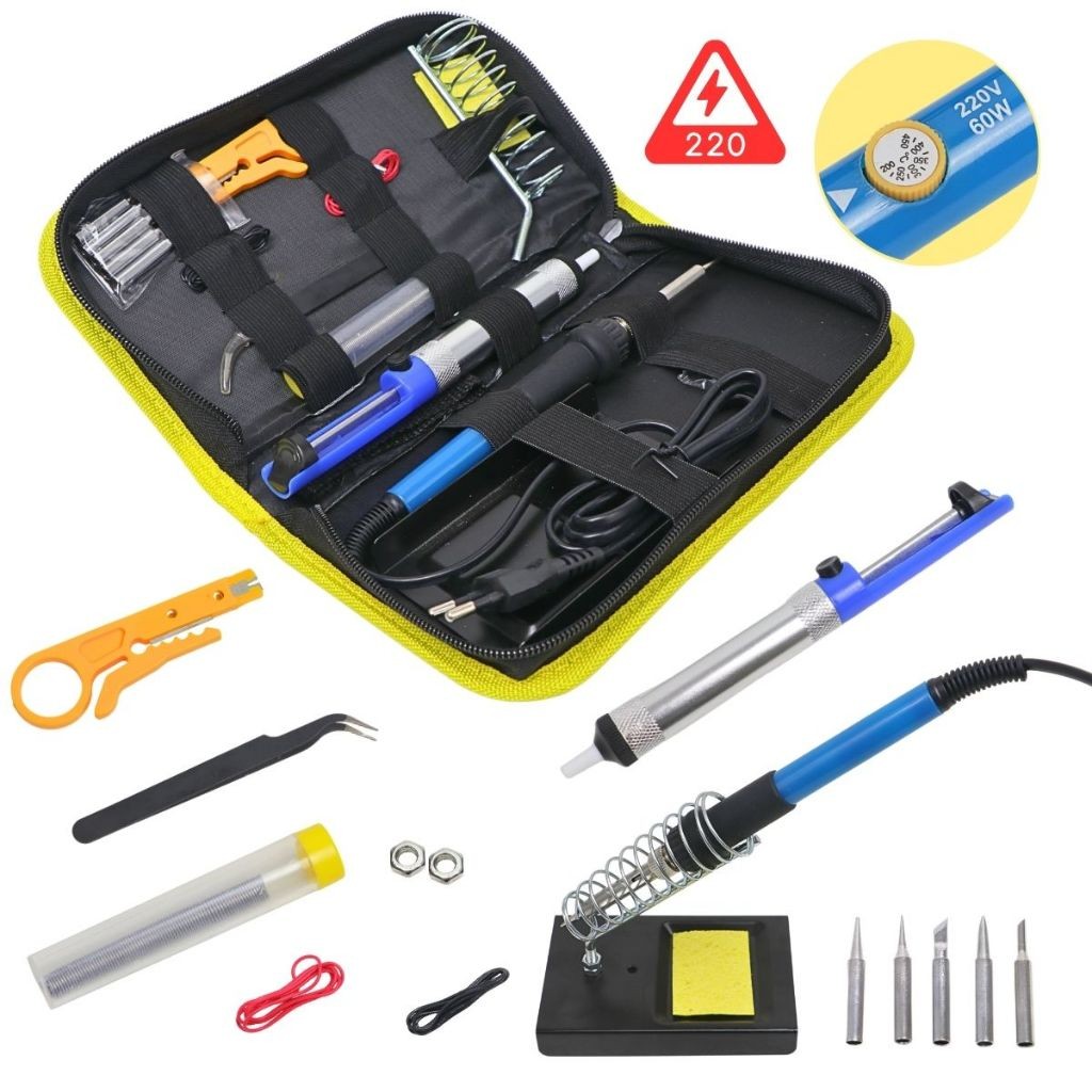 Kit Ferro Solda + Tubete Estanho Com Resina E Sugador Solda - 110V