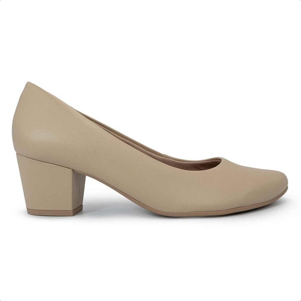 Scarpin Usaflex Feminino Couro Salto Bloco Casual UD05001 em Oferta na Shopee