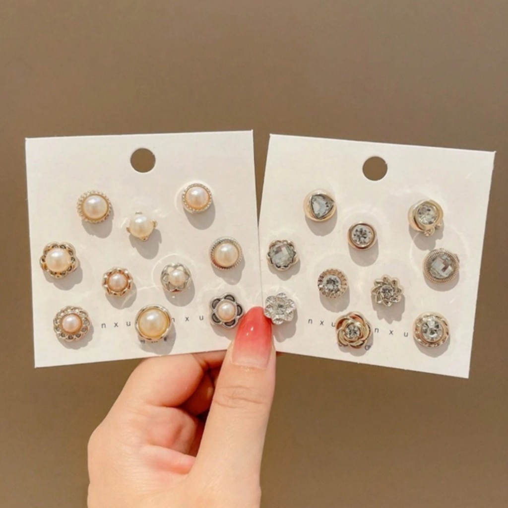 Broche Mini Botton Alfinete para Roupas Pérola ou Zircônia Sortido