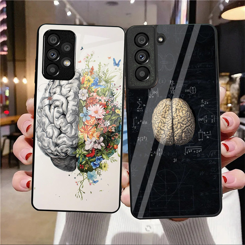 Psicologia 02 Caso De Telefone Vidro Para Samsung Galaxy A16 A15 A25 A35 A55 A53 A54 A34 A14 A32 A52 4G 5G Capa A56 A54