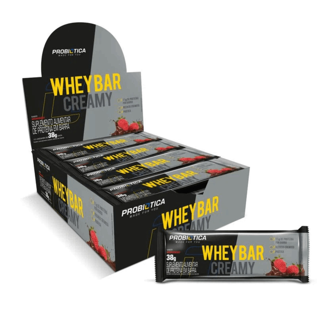 Whey Bar Creamy Display C/12 Un De 38g Probiotica em Oferta na Shopee
