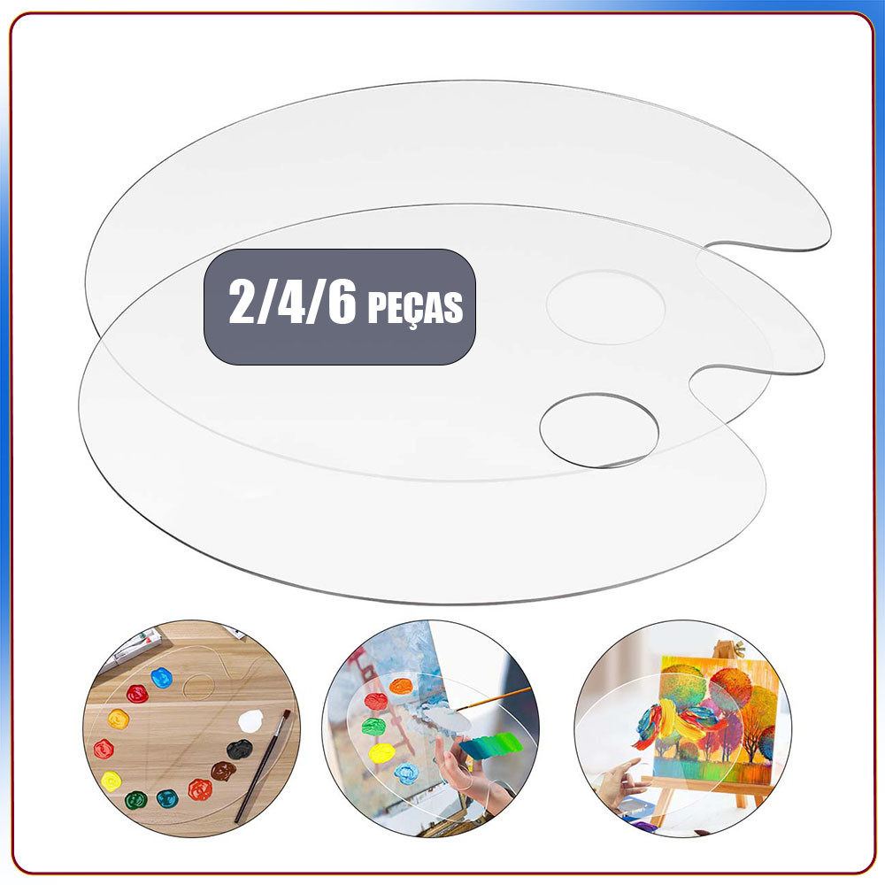 2/4/6x Paleta de tinta acrílica paleta transparente antiaderente adequada para pintura acrílica fácil de limpar 20x30cm