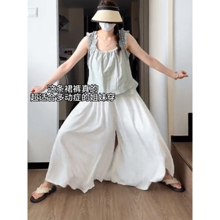 Calças casuais de perna larga femininas verão estilo fino tamanho grande gordura mm mais magro olhar solto Drape tornoze