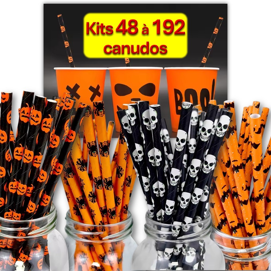 Kits 48 à 192 Canudos de Papel Halloween