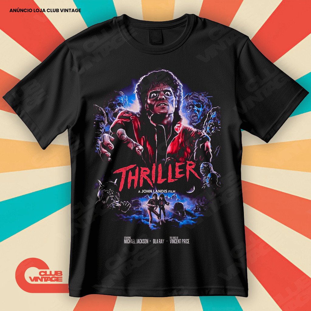 Camiseta Michael Jackson Thriller Blusa Camisa Artistas Internacionais 100% Algodão em Oferta na Shopee