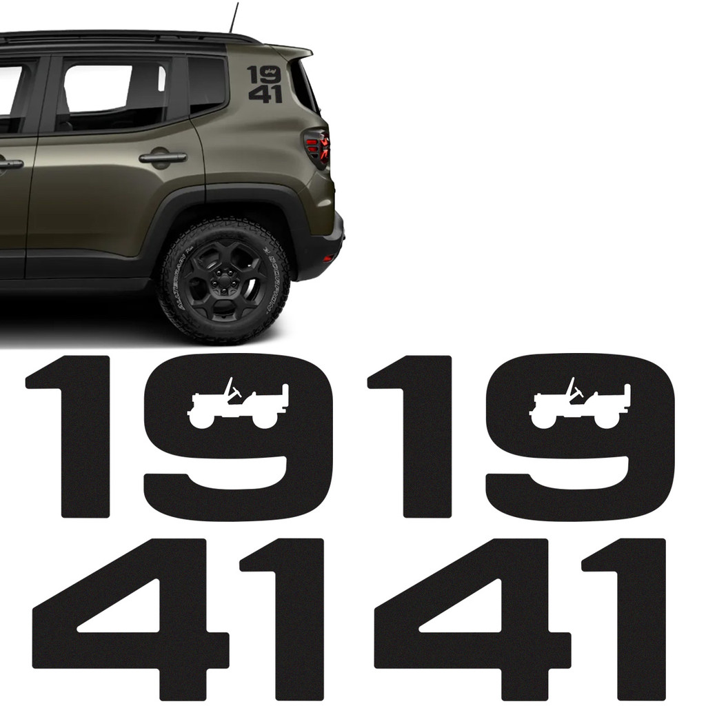Adesivos 1941 Para Jeep Willys Renegade 2025 Preto Par em Oferta na Shopee