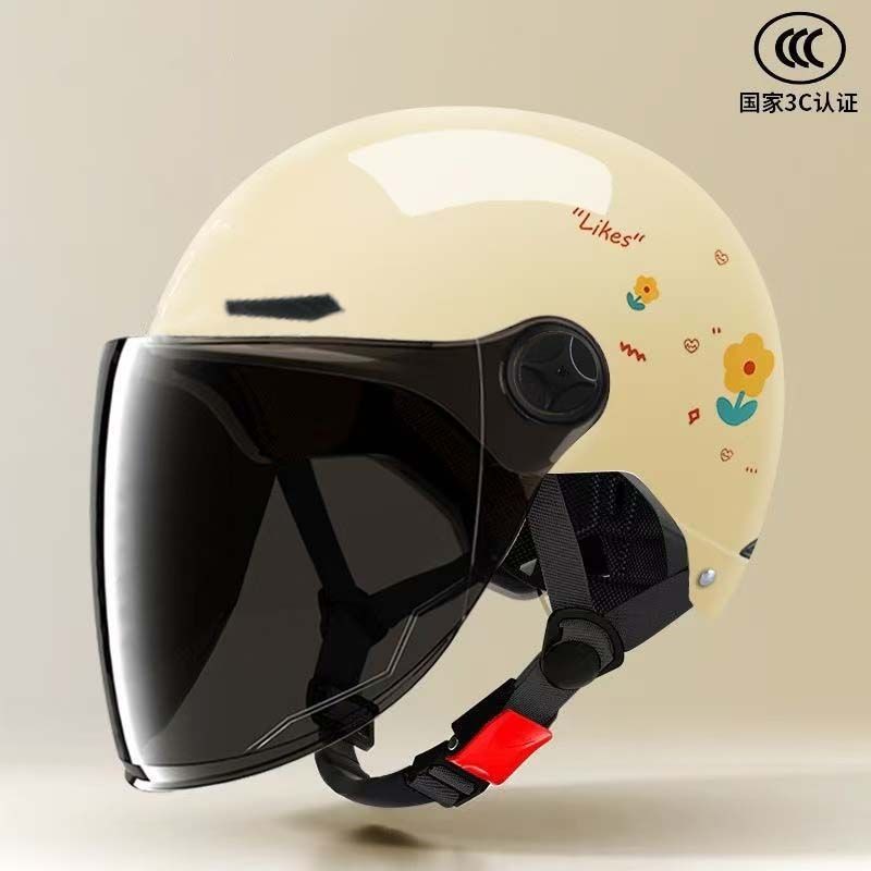 3 Certificação Capacete Padrão Nacional Pequeno Floral Capacete de Veículo Elétrico Motocicleta Bateria Capacete de Carr