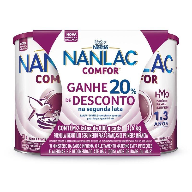 Kit Fórmula Infantil Nanlac Comfor 2 Unidades 800g em Oferta na Shopee