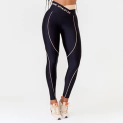 Legging Prestige Preta Platinada Com Estampa Emborrachada