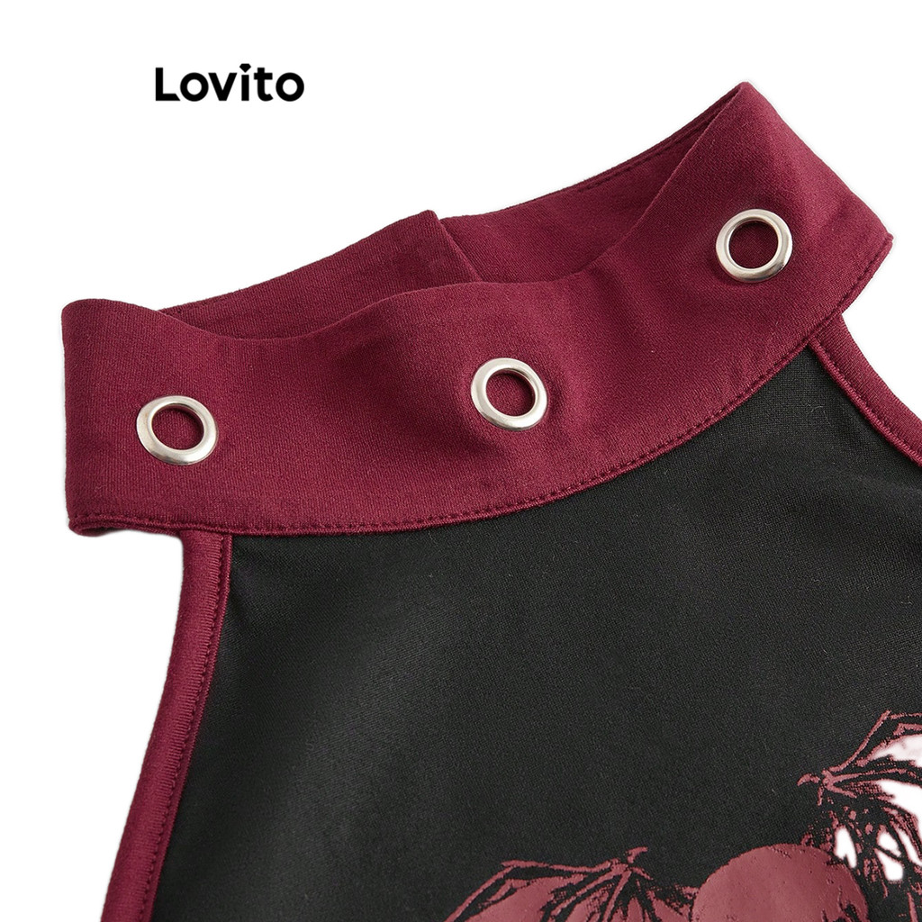 Detalhes do Lovito Regata Feminina Casual Geométrica Colorida LSE02021