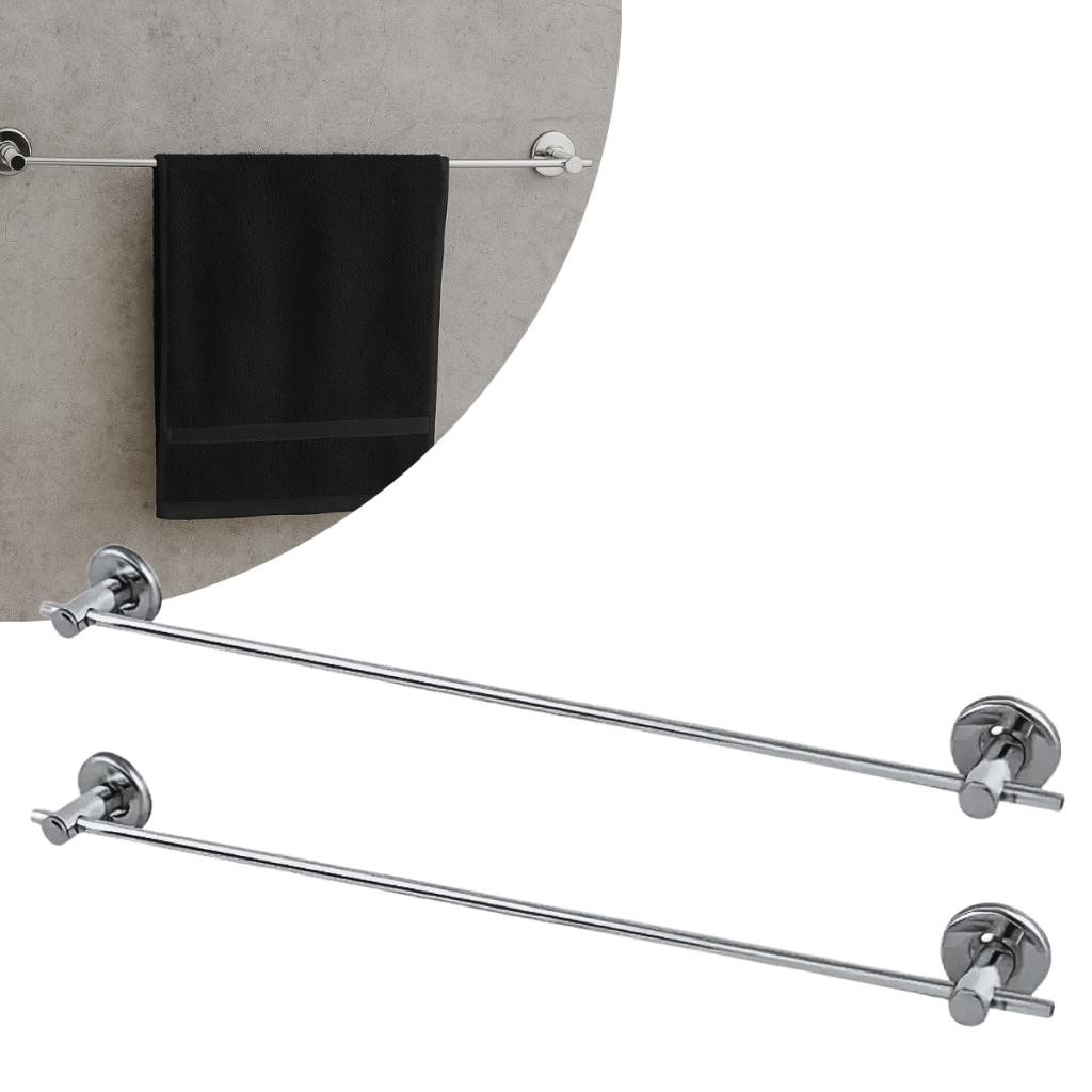 kit 2x Porta Toalha De Banho Para Banheiro Em Alumínio 50cm