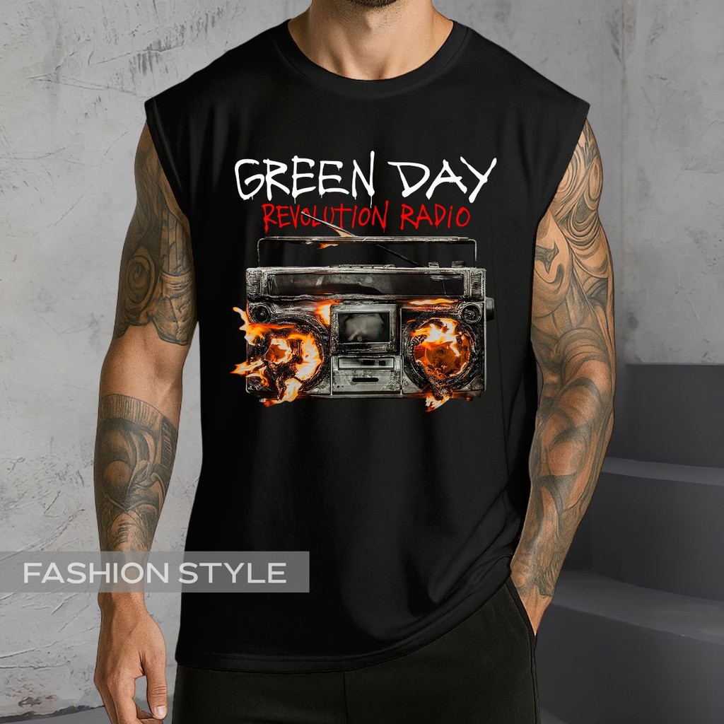 Regata Oversized Green Day Rock Grunge Show Curitiba Punk Alternativa Pop Regata Machão Blusa Cavada