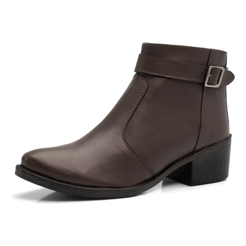 Bota Casual Moderna Coturno Feminina Cano Curto Salto Baixo