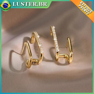 1 par de brincos de strass super brilhantes de estilo simples para mulheres, adequados para trabalho e encontros em Oferta na Shopee