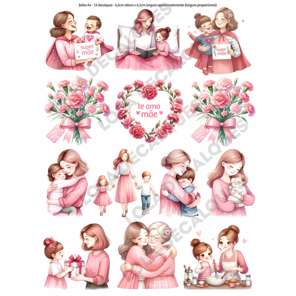 Decalque Hidro Transfer - Dia das Mães - Super Mãe