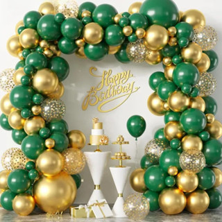 Kit Balões Verde Escuro Balão Dourado Metalizado Arco Desconstruido+Fita Decoração Festa Aniversário em Oferta na Shopee