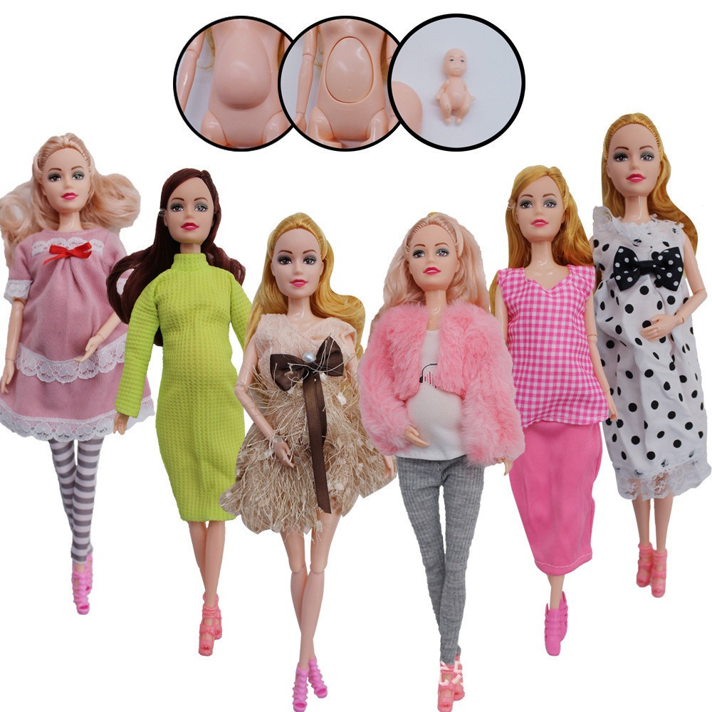 Boneca Articulada Multifuncional de 30cm para Gestantes, Boneca Barbie, Boneca para Vestir, Brinquedo de Aniversário par