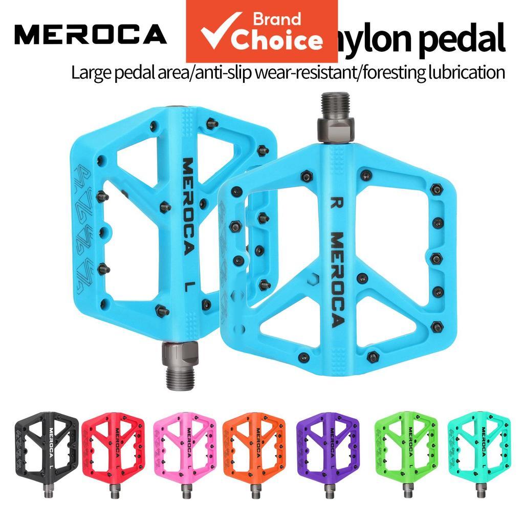 MEROCA Pedal de Bicicleta em Fibra de Nylon com Plataforma Antiderrapante Larga e Rolamentos para Bicicleta Fixa de