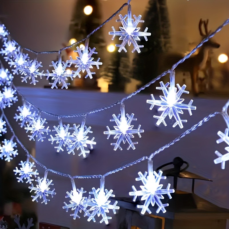 Luzes De Fadas De Floco De Neve Operadas Por Bateria Para Decoração De Feriado De Casamento De Natal 1.5-10M