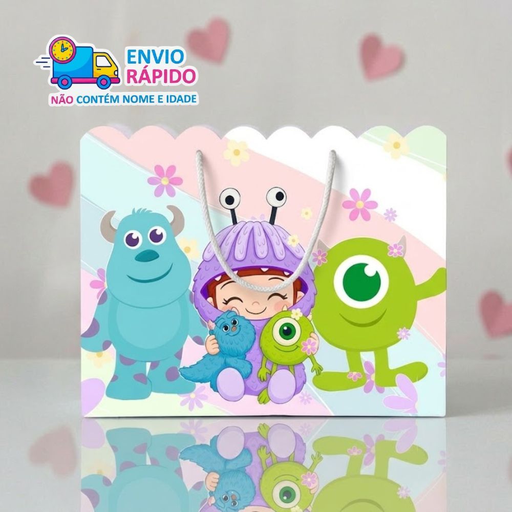 Kit Sacolinha Personalizada Monstros SA (20x15x7cm) Lembrancinhas de Aniversário - PEGUE E MONTE