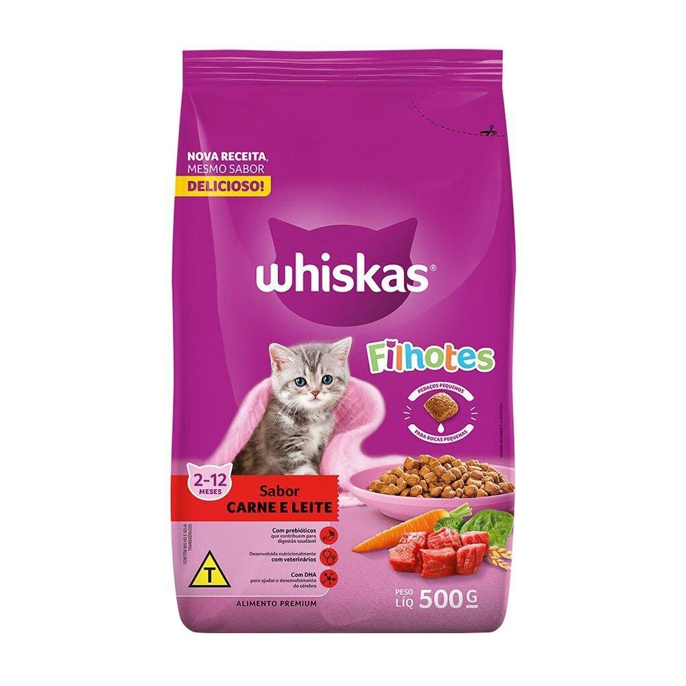 Ração para Gatos Whiskas Filhote Carne e Leite 500g