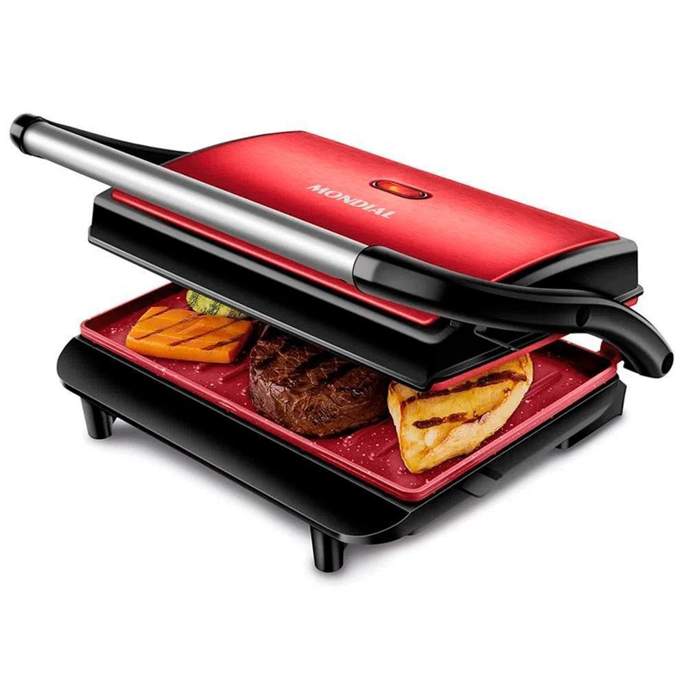 Press Grill Red Ceramic Mondial 1000W PG-01-RC 110V
