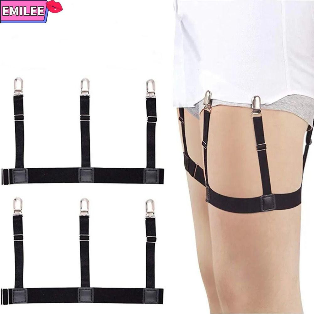 EMILEE Cinta De Ligas Com Suspensório De Perna E Coxa , Cinto Elástico Antiderrapante Para Camisa , Porta-Camisas , Clip