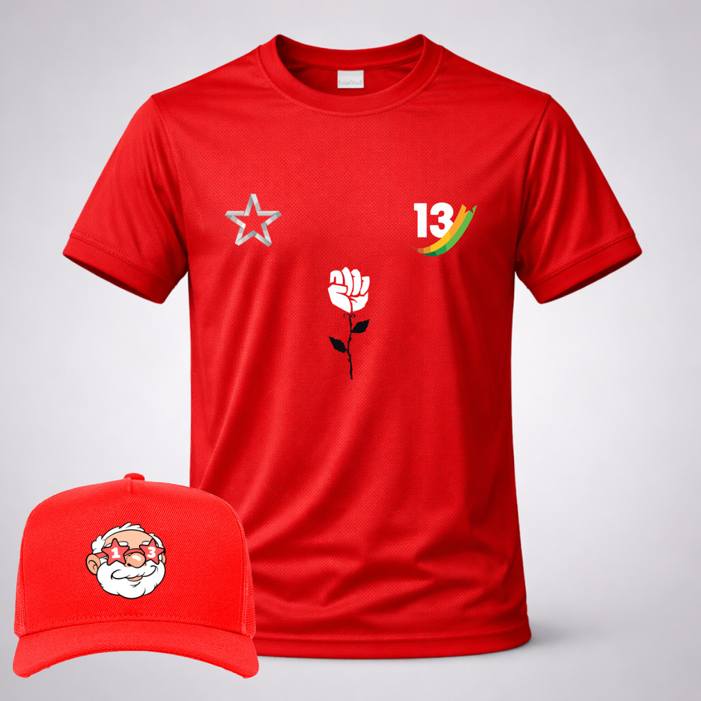 Kit Camiseta Dryfit Premium + Bone da Seleção Vermelho Estrela do Brasil