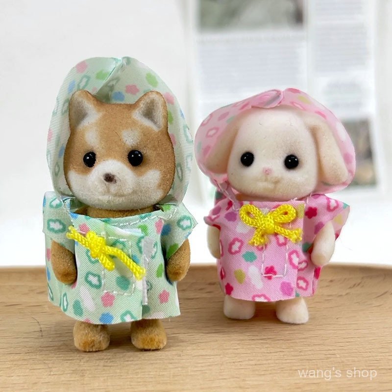 Boneco de Pelúcia SE Belle Family Coelho Orelhudo com Capa de Chuva, Figura Flocada, Brinquedo de Cão Golden Retriever c