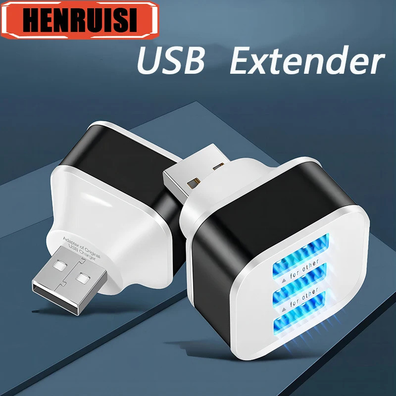 Extensor USB de 3 Portas, HUB USB2.0, Carregador Rápido, Divisor USB, Adaptador de Carregamento para Telefone, Tablet e
