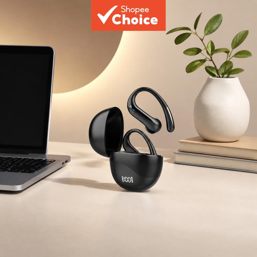 Fones de Ouvido Esportivos Sem Fio Bluetooth com Gancho para Corrida, Sincronização de Batida de Música Dinâmica,