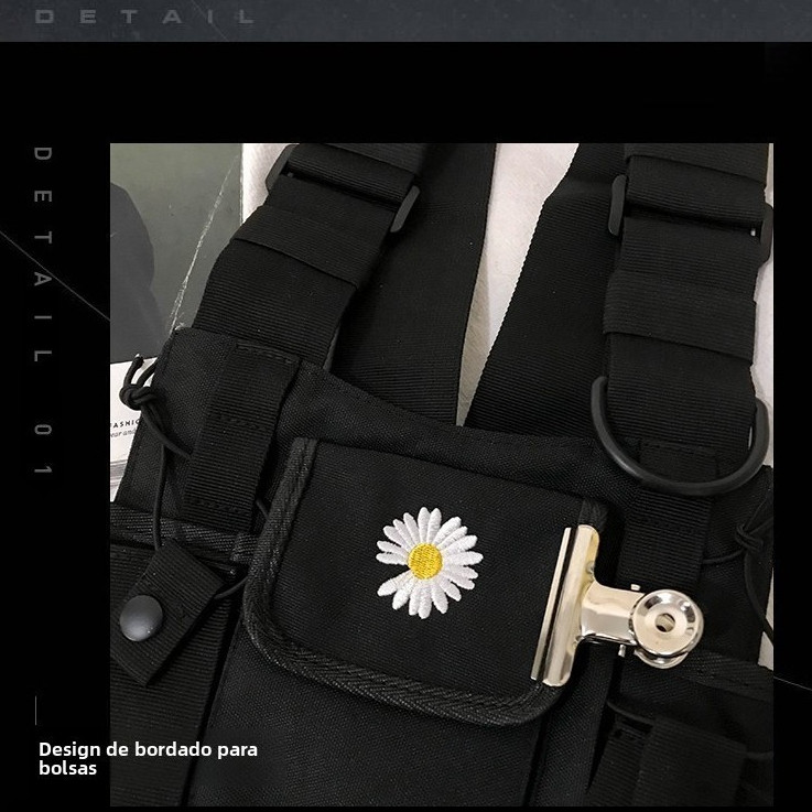 CHENXIAOHONG Colete Unissex com Bolso no Peito, Estilo Hip Hop Streetwear, Bolsa de Cintura Frontal, Mochila · foto 2