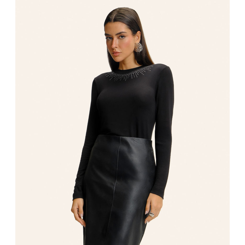 Blusa Feminina Manga Longa em Visco Tricot Endless Preto
