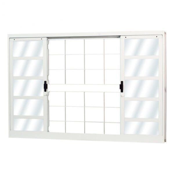 Janela de Aço de Correr 120x120cm 4 Folhas com Grade Minas Sul Mgm 120cm x 120cm