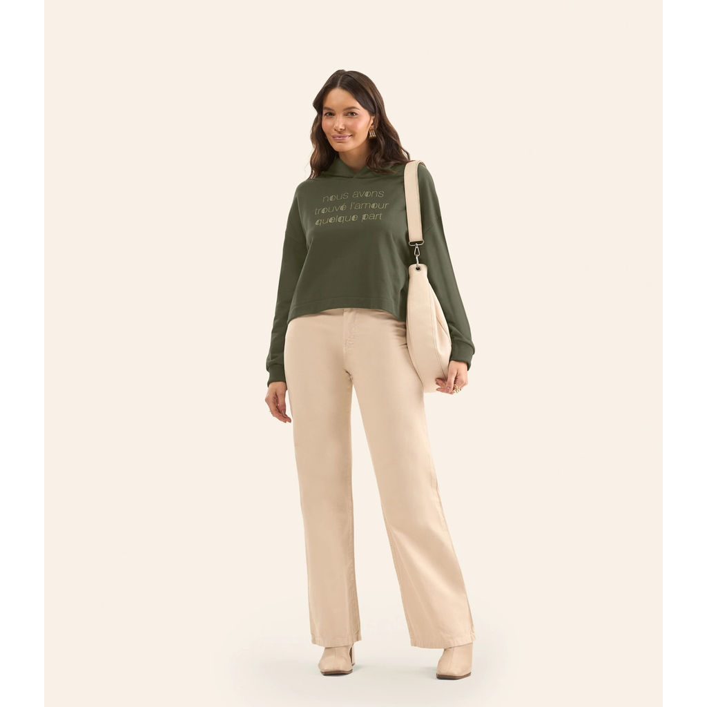 Blusão Cropped Feminino Com Capuz Rovitex Verde
