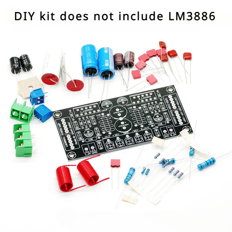 Kit DIY de placa amplificadora LM3886, placa amplificadora de áudio, placa de alimentação estéreo de canal duplo, kit PC