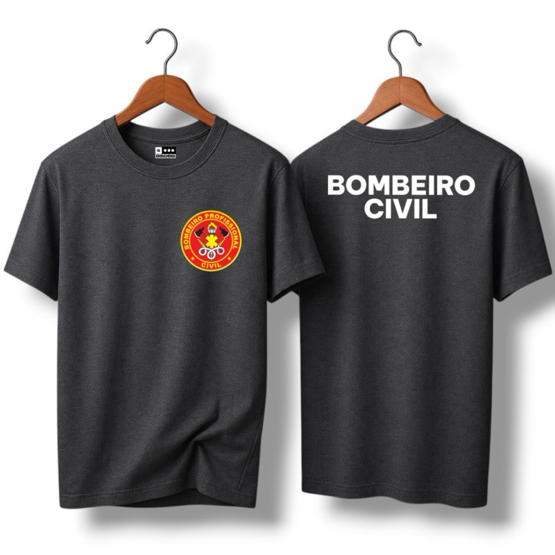 Camisa Profissão BOMBEIRO CIVIL RESGATE 100% Algodão Camiseta Uniforme Profissional