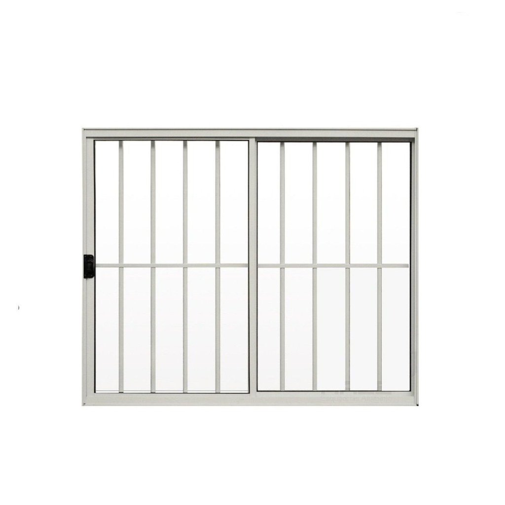 Janela de Alumínio de Correr 100x100cm 2 Folhas Grade Hale Esquadrias Branco Branco