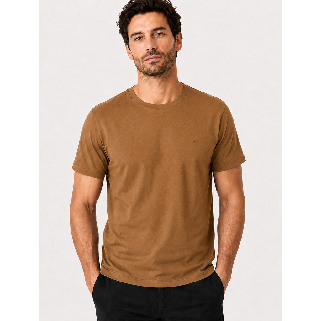 Camiseta Aramis Original Masculina Basic Lisa Mono Icon Marrom Âmbar