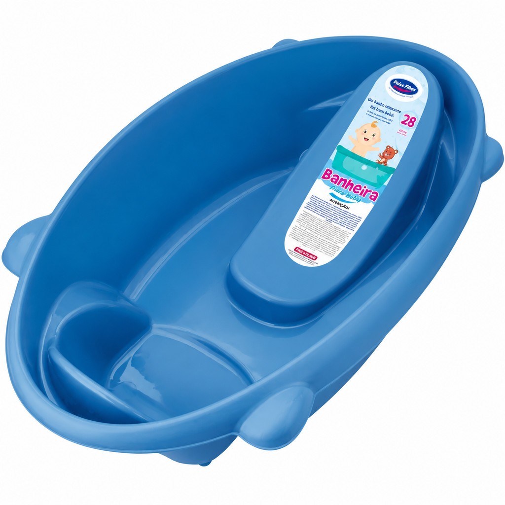 Banheira Prime Baby Ergonômica 02 Posições 0 a 5 Anos Azul