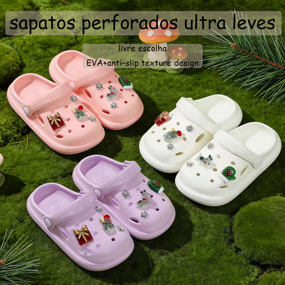 Babuche Infantil Feminina Menina Leve Confortável Macio Antiderrapante Decoração Removível Rotina Escolar Diária