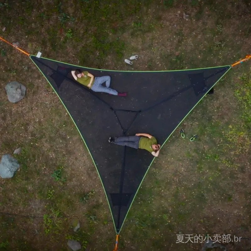 Rede de descanso triangular portátil para várias pessoas, conjunto de móveis de jardim, equipamento de rede tipo tenda,