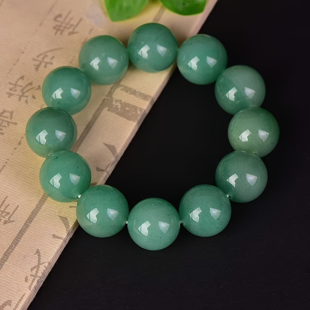 Pulseira Aventurina Verde Espinafre | Pulseira da moda da sorte | Vem com caixa de presente requintada para presente de