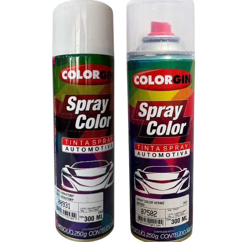 KIT TINTA AUTOMOTIVA COLORGIN BRANCO BRASTEMP + VERNIZ RAPIDO