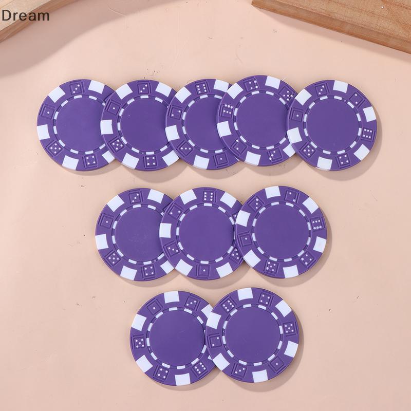 < Dream > 10 Peças De Plástico ABS Casino Texas Hold'em Moedas De Metal 11.5g Conjunto De Chips De Jogo Acessórios À Ven