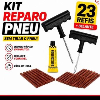 Kit Reparo Pneu Sem Camara Carro E Moto Refil Selante Remendo Macarrão